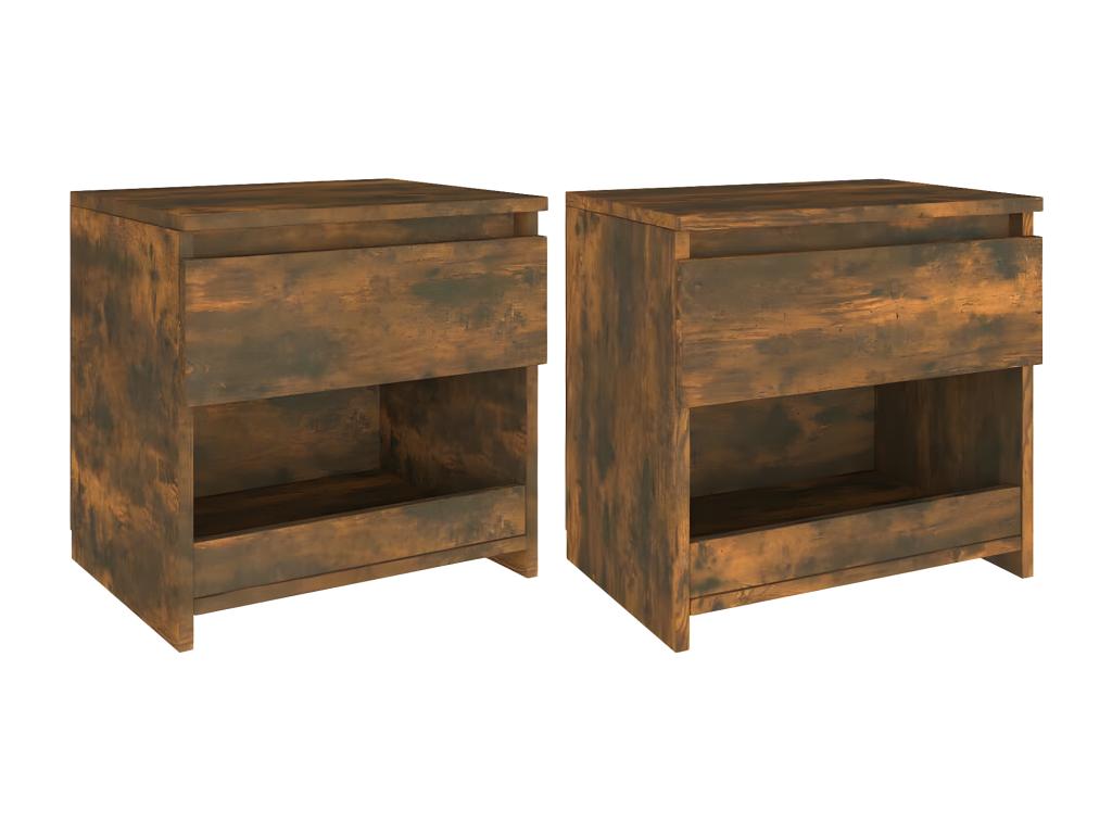 2-piece bedside tables, smoked oak, 40x30x39 cm, engineered wood