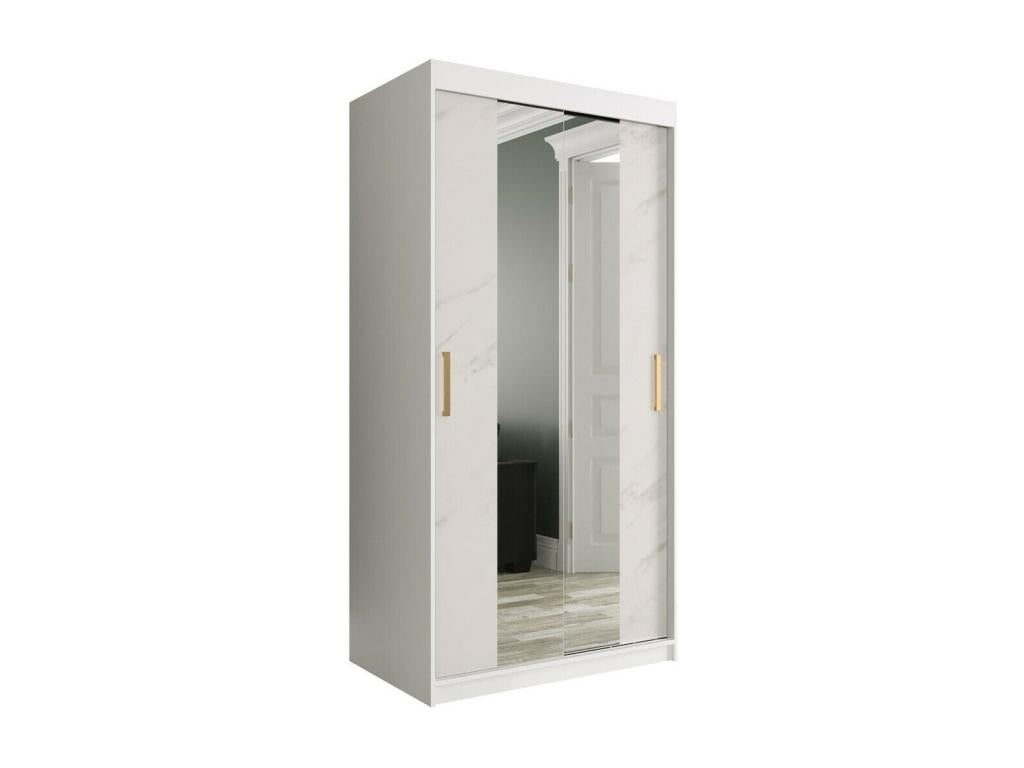 Laviecasa 252 White Matt Wardrobe - White Marble 200x100x62cm Sliding Wardrobe Doors KVZF80818