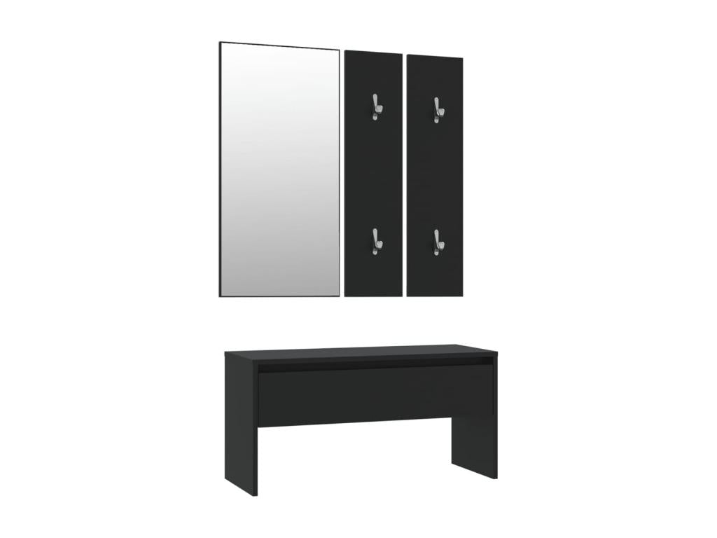 Black engineered wood hallway furniture set