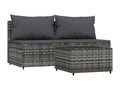 3-piece garden furniture set with cushions, grey woven resin
