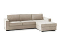 Fixed sofa Meublori Corner sofa Made in Italy Living room sofa with right-hand storage compartment and slim armrests 260x95x90cm Beige
