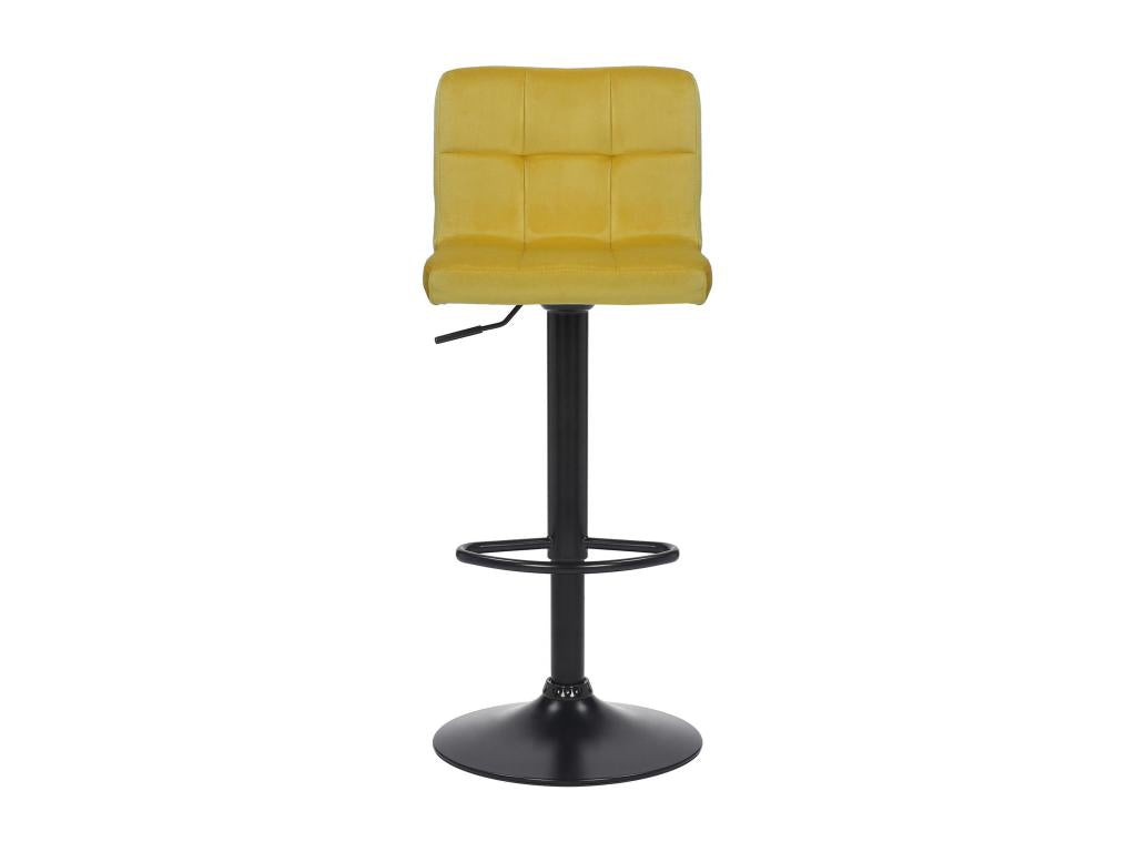 Set of 2 Bar Stools - Velvet / Matte Black Metal - Yellow - Meublori