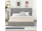 Upholstered Double Platform Bed - 160x200 cm - Upholstered - 4 Drawers - Adjustable Headboard - Grey WMJR99816