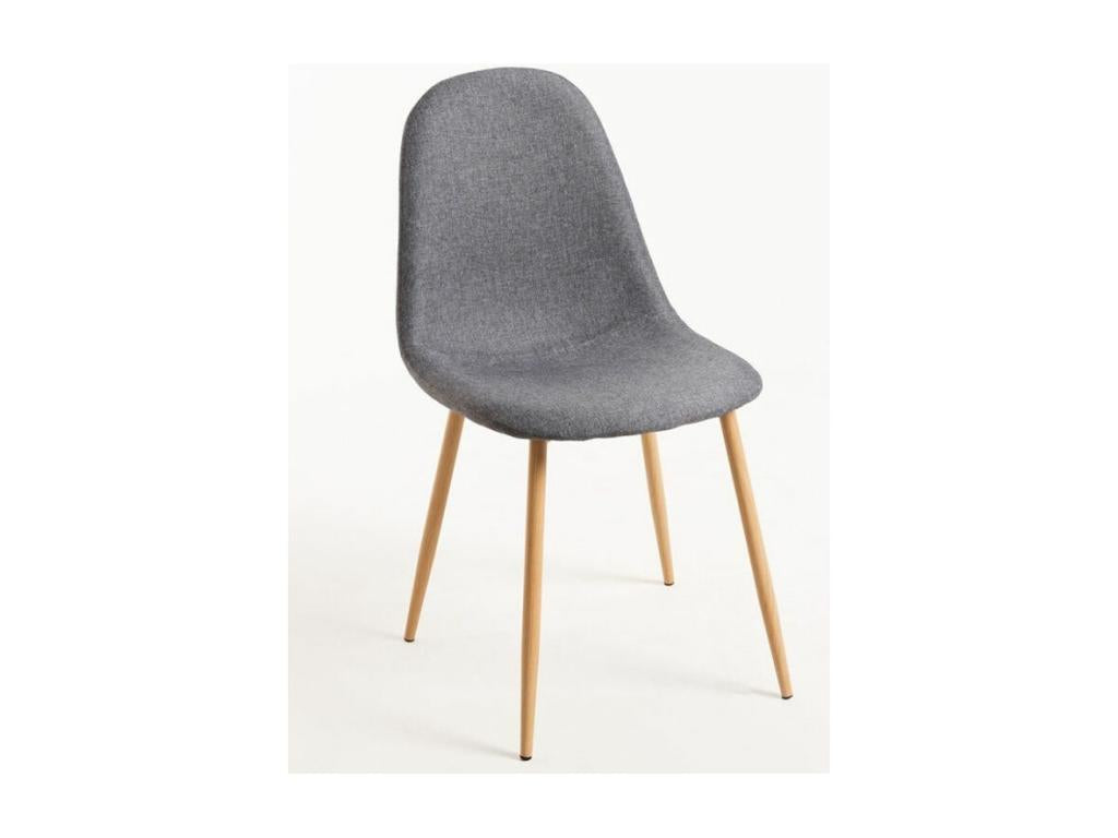Dark grey fabric chair with natural wood-effect metal legs, Meublori
