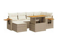 7-piece beige resin wicker garden furniture set with cushions by Meublori