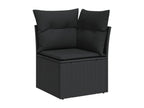 7-piece garden furniture set with cushions, black woven resin BFMZ31159