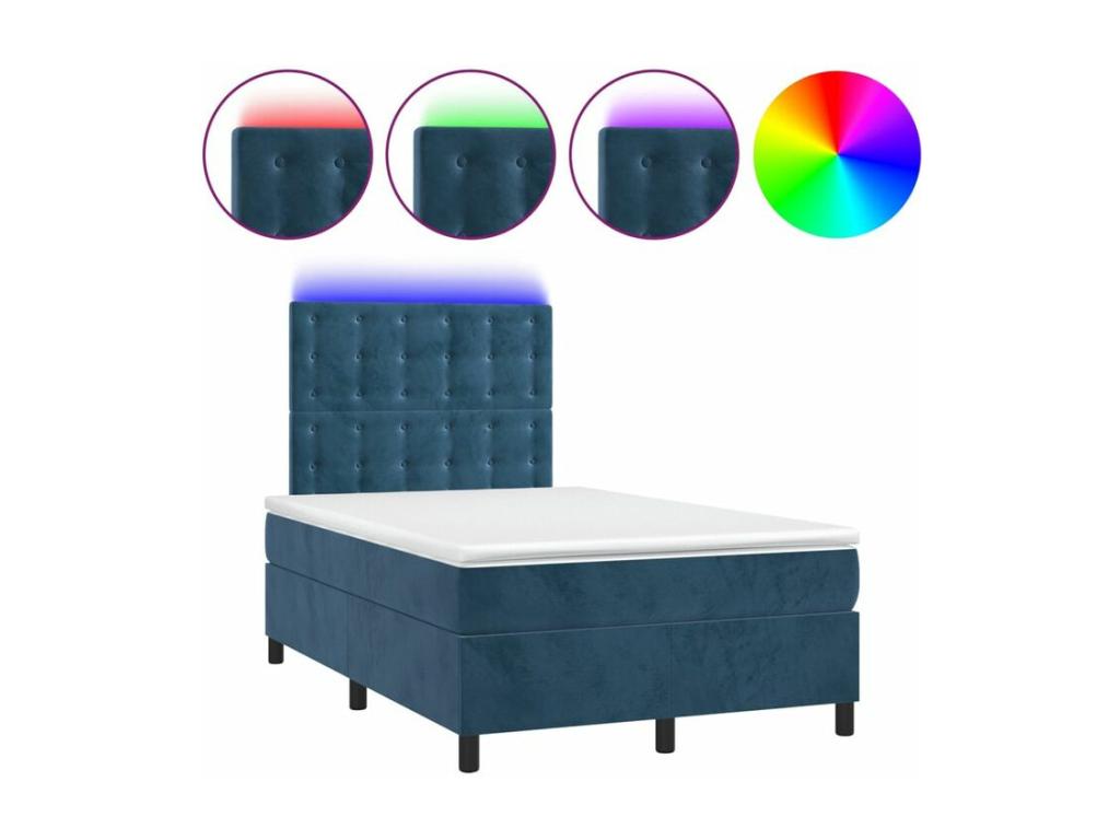 Meublori bed base with mattress and dark blue LED 120x200