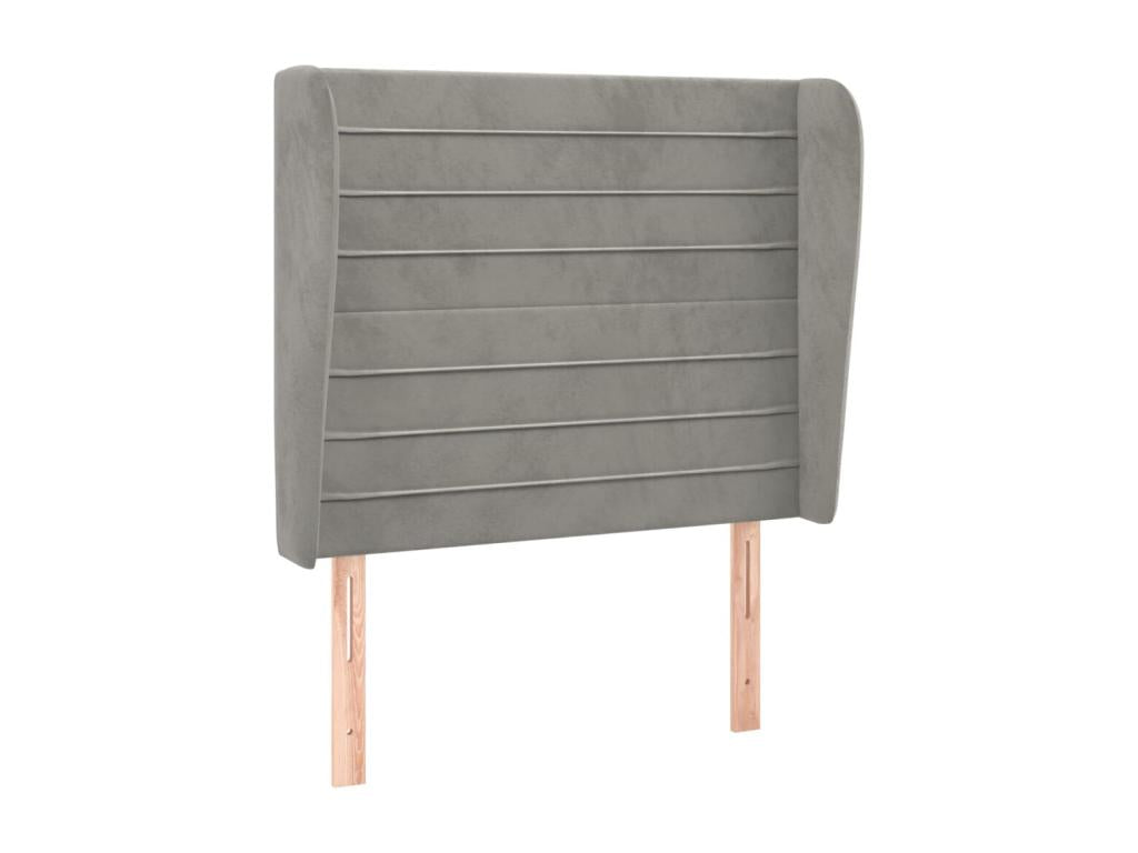 Headboard with wings, light grey, 93x23x118/128 cm, velvet, LGDQ76802