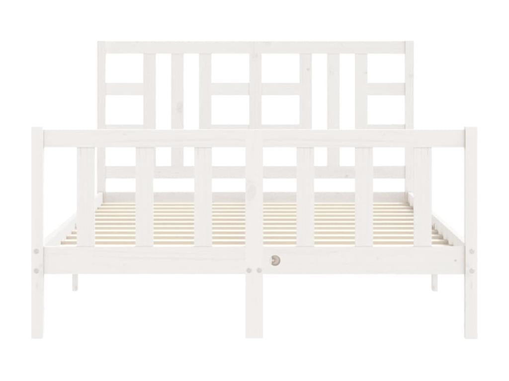 Bed frame with white double headboard, solid wood