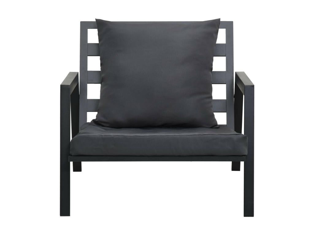 5-piece garden furniture set with cushions, dark grey aluminum, 2