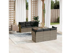Garden furniture set with cushions, 7 pieces, grey woven resin