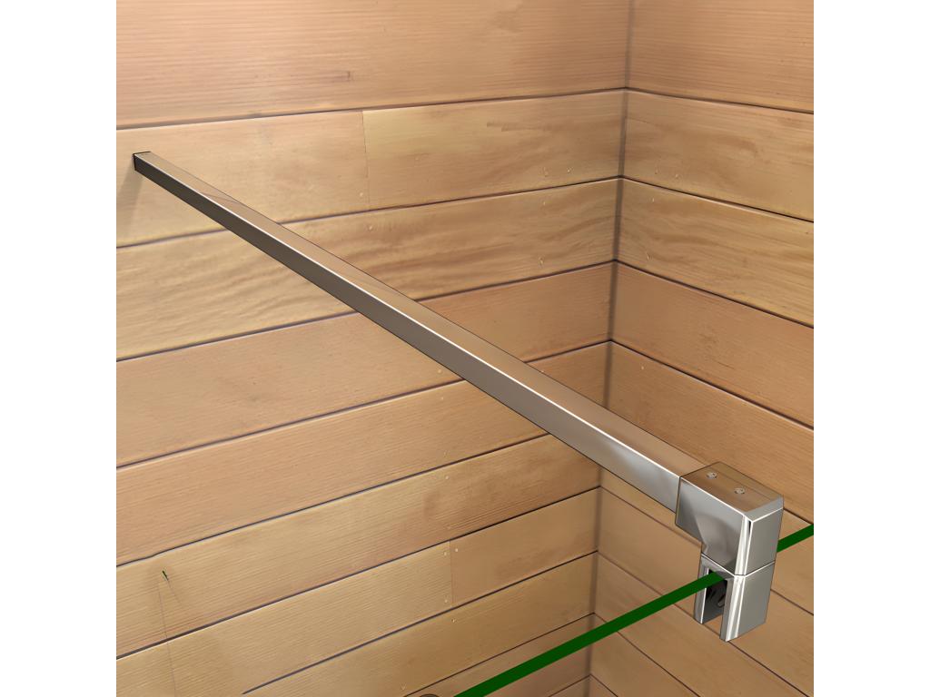 Walk-in shower enclosure 120 x 40 x 200 cm with pivoting return panel - 8 mm tempered glass - With 90 cm square support bar