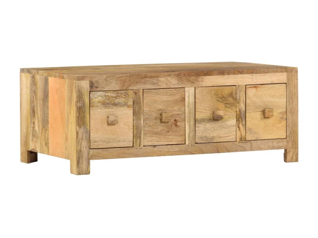 Coffee table with 4 drawers, 90x50x35 cm, solid mango wood