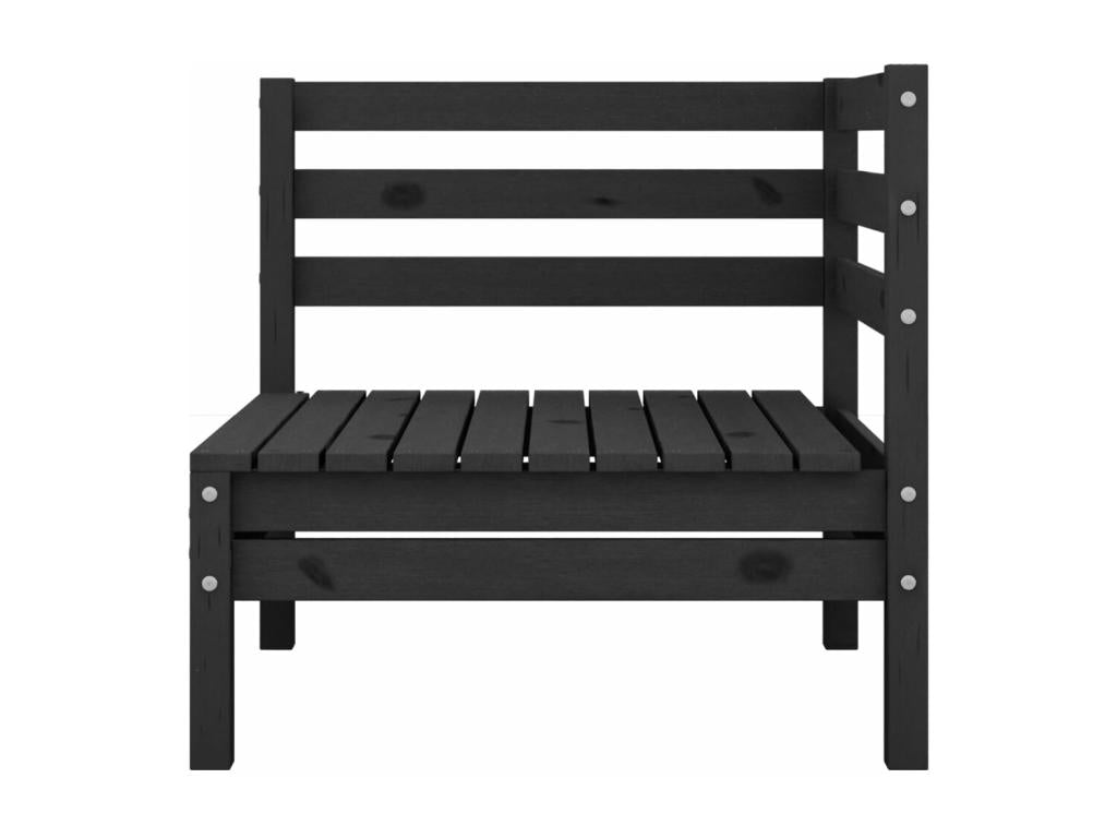 3-piece garden furniture set, black, solid pine wood
