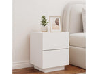 Bedside cabinet with LED lighting, white engineered wood finish