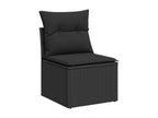 8-piece garden furniture set with cushions, black woven resin