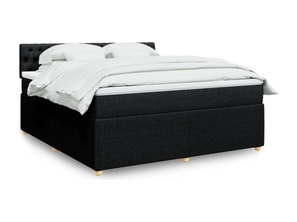 Meublori bed base with black mattress, 180x200 cm, fabric
