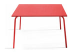 Square garden table and 8 red metal chairs set - Laviecasa WJCN75567