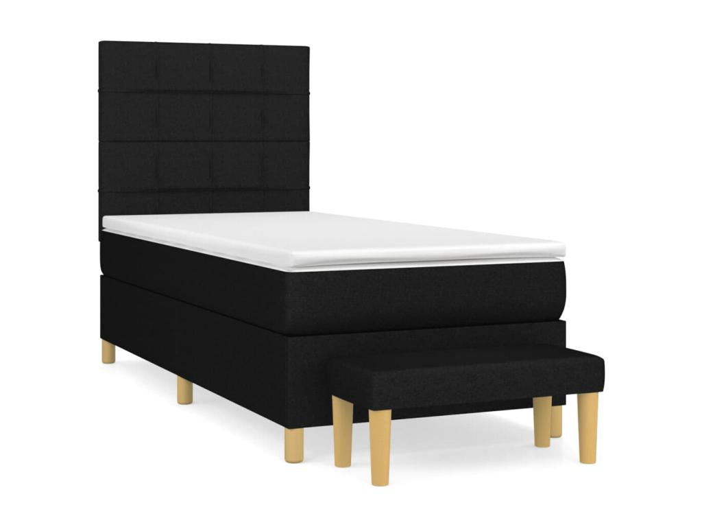 Meublori bed base with black 90x200 cm mattress, fabric