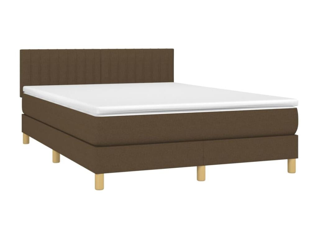 Upholstered bed base with mattress, dark brown, 140x200 cm
