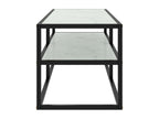 Black TV stand with white marble glass top, 100x40x40 cm