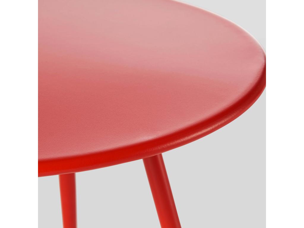 Round red metal garden coffee table 50 cm - Meublori