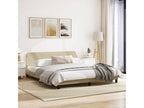 Bed frame with headboard, cream, 180x200 cm, fabric, DUCK85504