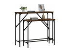 2-piece console tables in brown oak and engineered wood