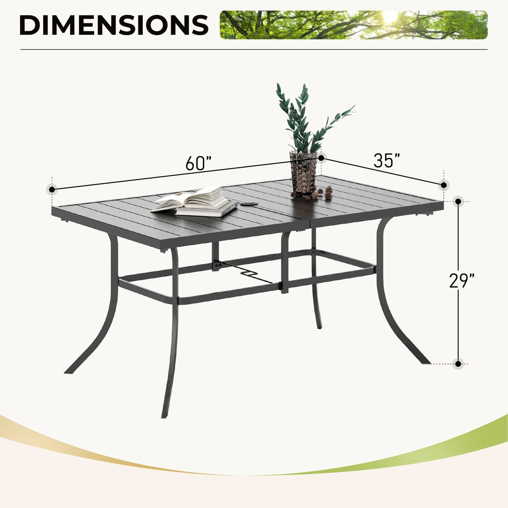 MAISON ARTS 8 PCS Patio Dining Set with 13ft Patio Umbrella