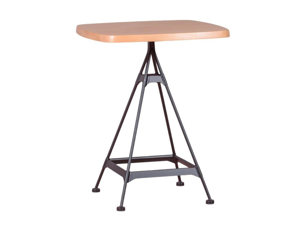 Industrial high table in beech wood and lacquered steel, 60x60cm - Meublori - Natural beech