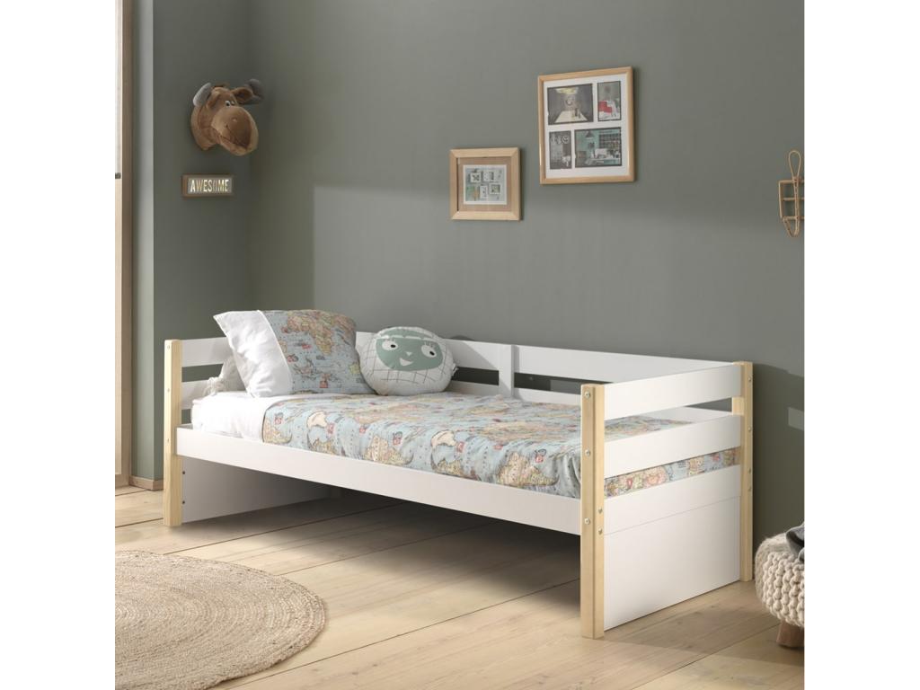 Meublori - Daybed 90x200cm White and Wood