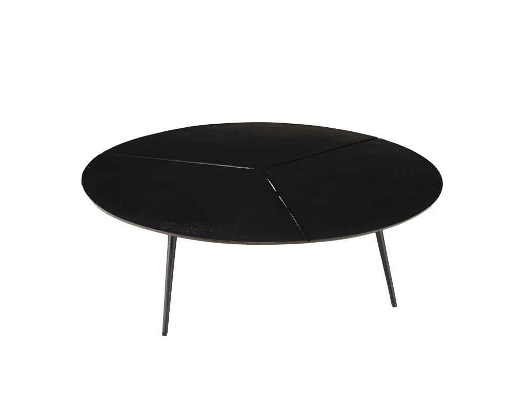 Meublori - Round coffee table 100x100cm in matte black aluminum