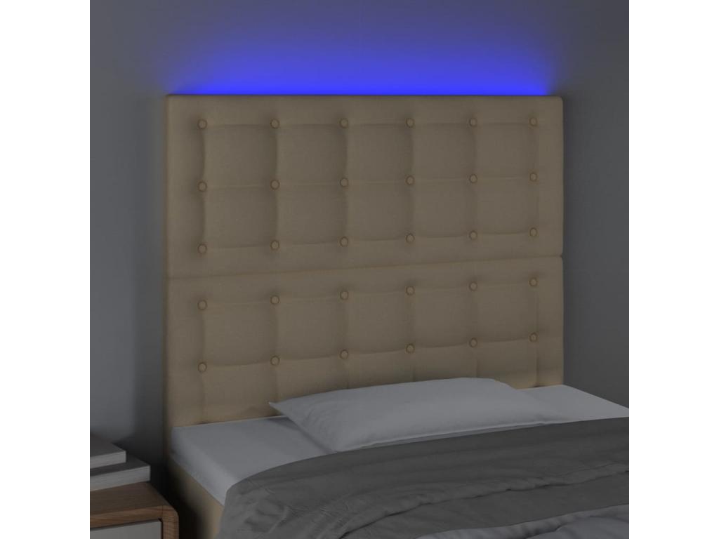 Cream LED Headboard 100x5x118/128 cm Fabric