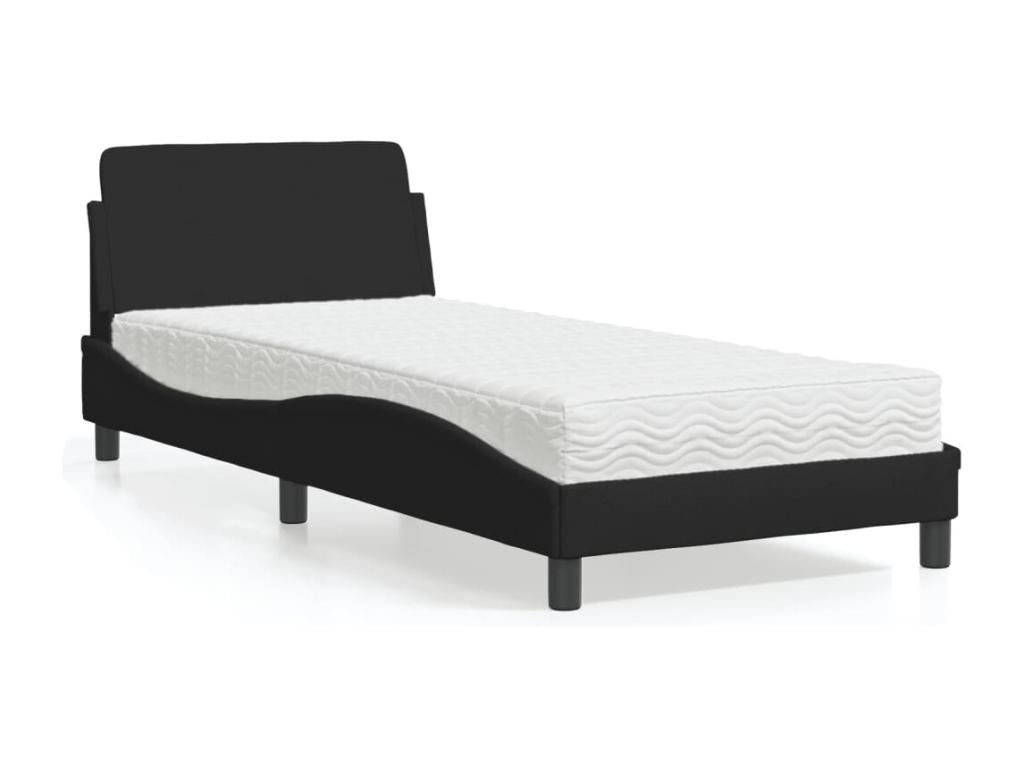 Bed with black mattress 80x200 cm fabric