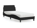 Bed with black mattress 80x200 cm fabric