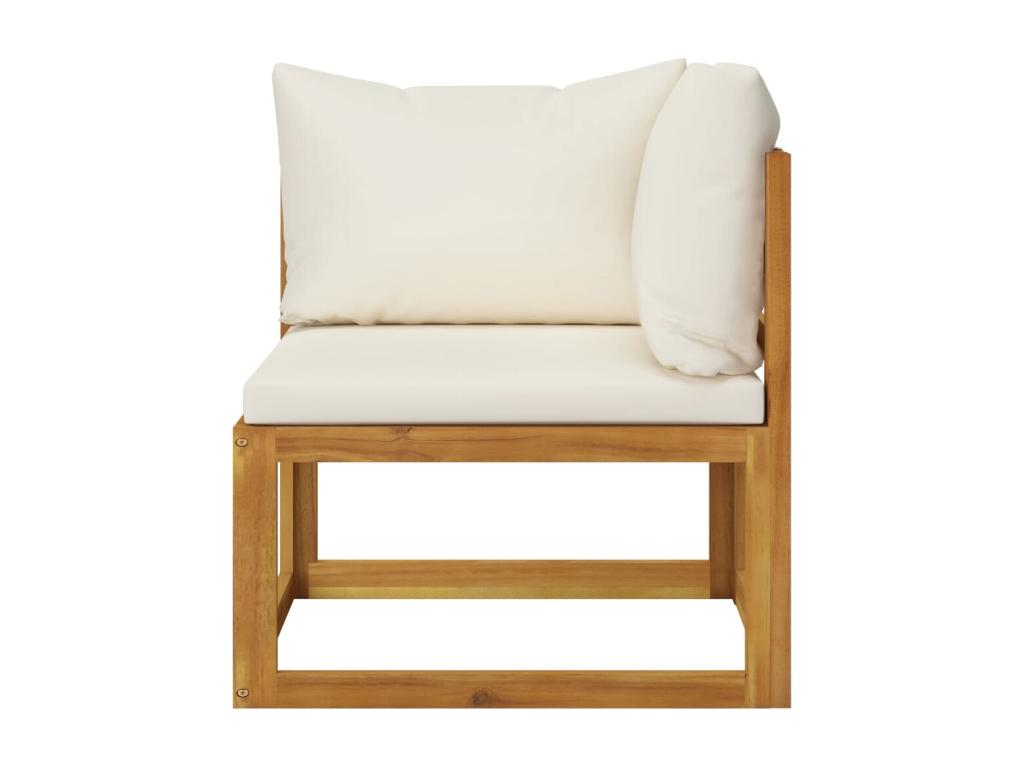 6-piece garden furniture set with cushions, cream color, solid wood furniture