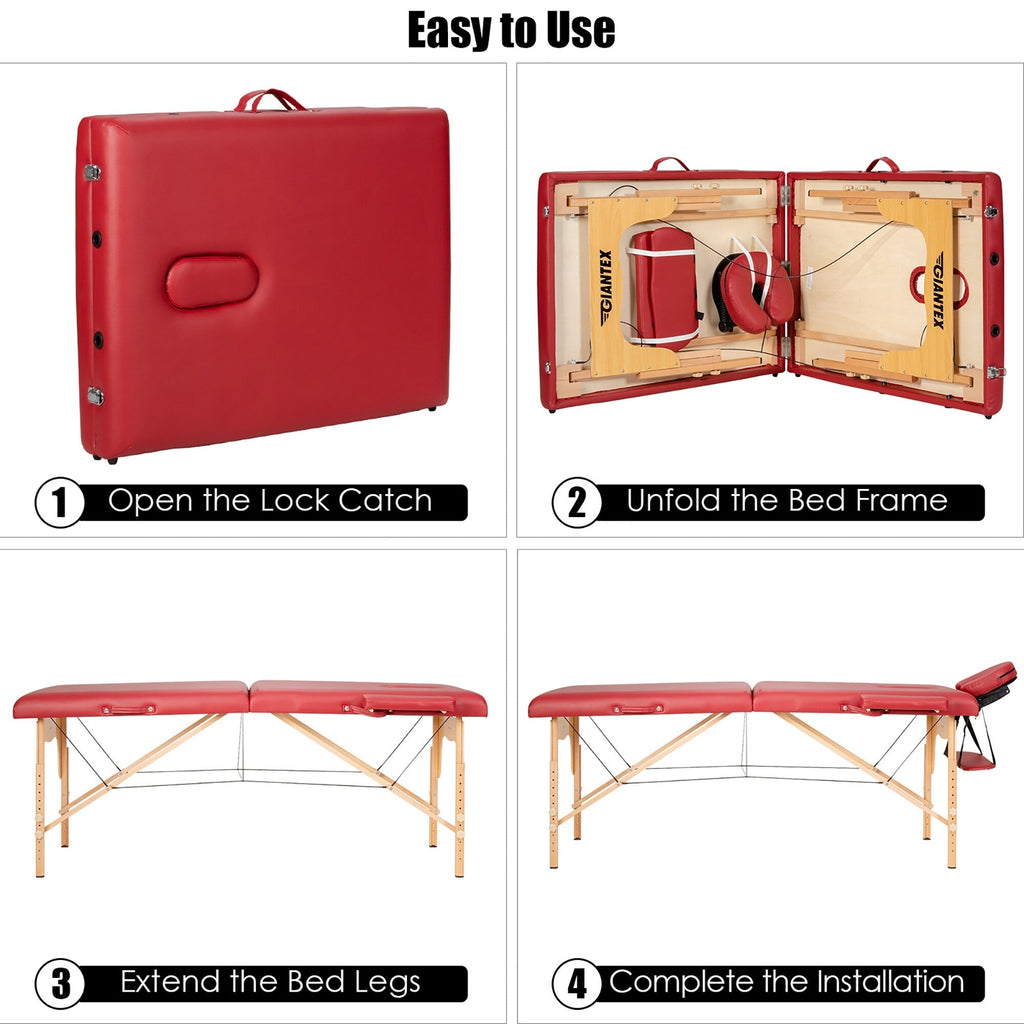 84''L Portable Massage Table Adjustable Facial Spa Bed Tattoo w/ Carry