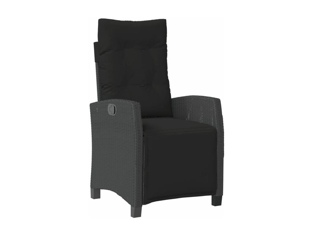 9-piece garden dining set with cushions, black resin wicker