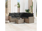 6-piece garden furniture set with grey resin wicker cushions