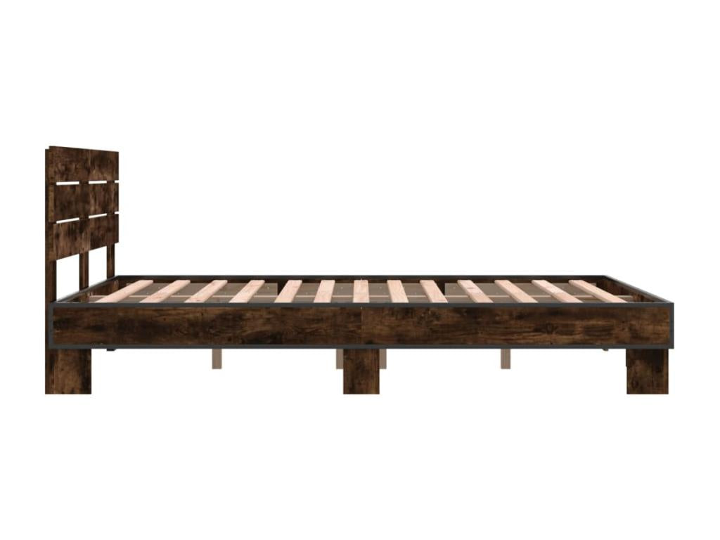 Smoked oak bed frame 120x190 cm engineered wood and metal KIDB83744