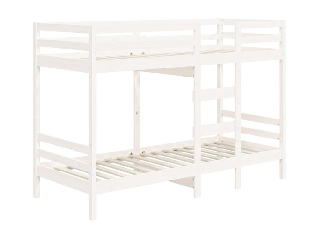 Bunk bed without mattress, white, 80x200 cm, solid pine wood