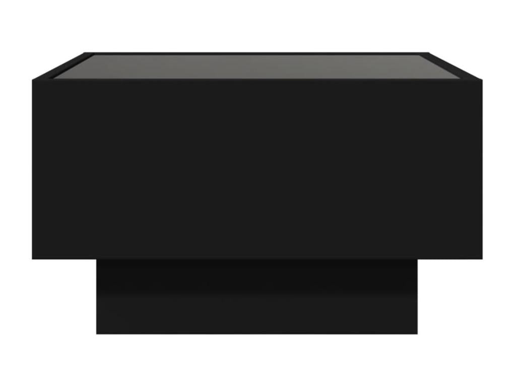 Coffee table with LED, black, 50x50x30 cm, engineered wood