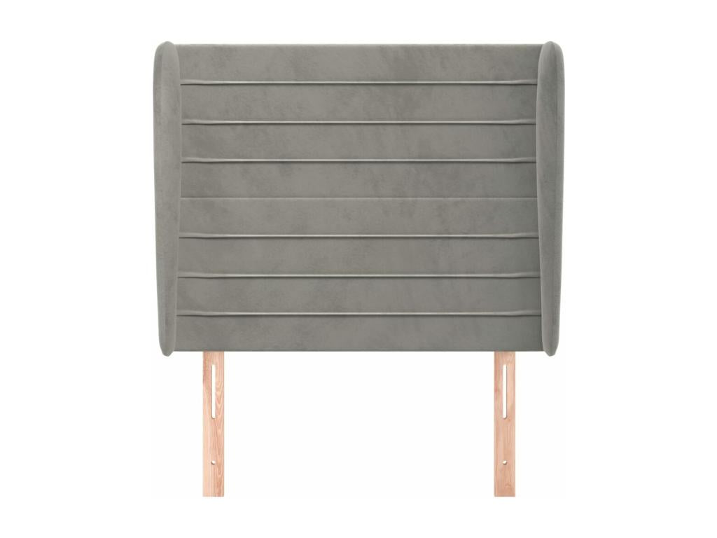Headboard with wings, light grey, 93x23x118/128 cm, velvet, LGDQ76802
