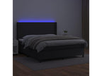 Upholstered bed base with mattress and LED lighting, black, 180x200cm, faux leather