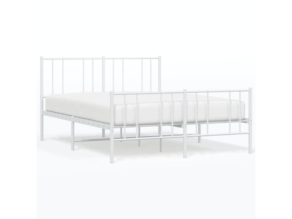 Metal bed frame with white headboard/footboard 140x190cm