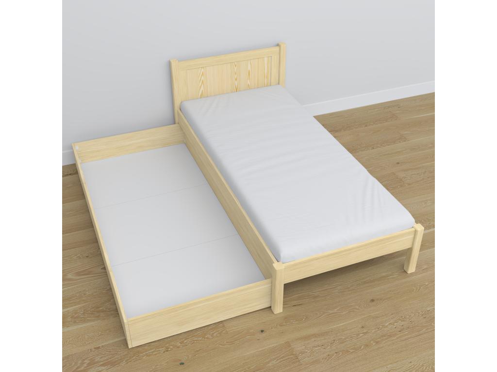 Single wooden bed - with drawer N02 Light Pine 90x180