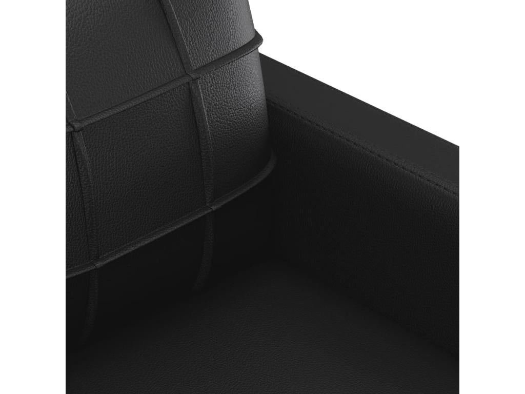 3-piece sofa set with cushions, black faux leather