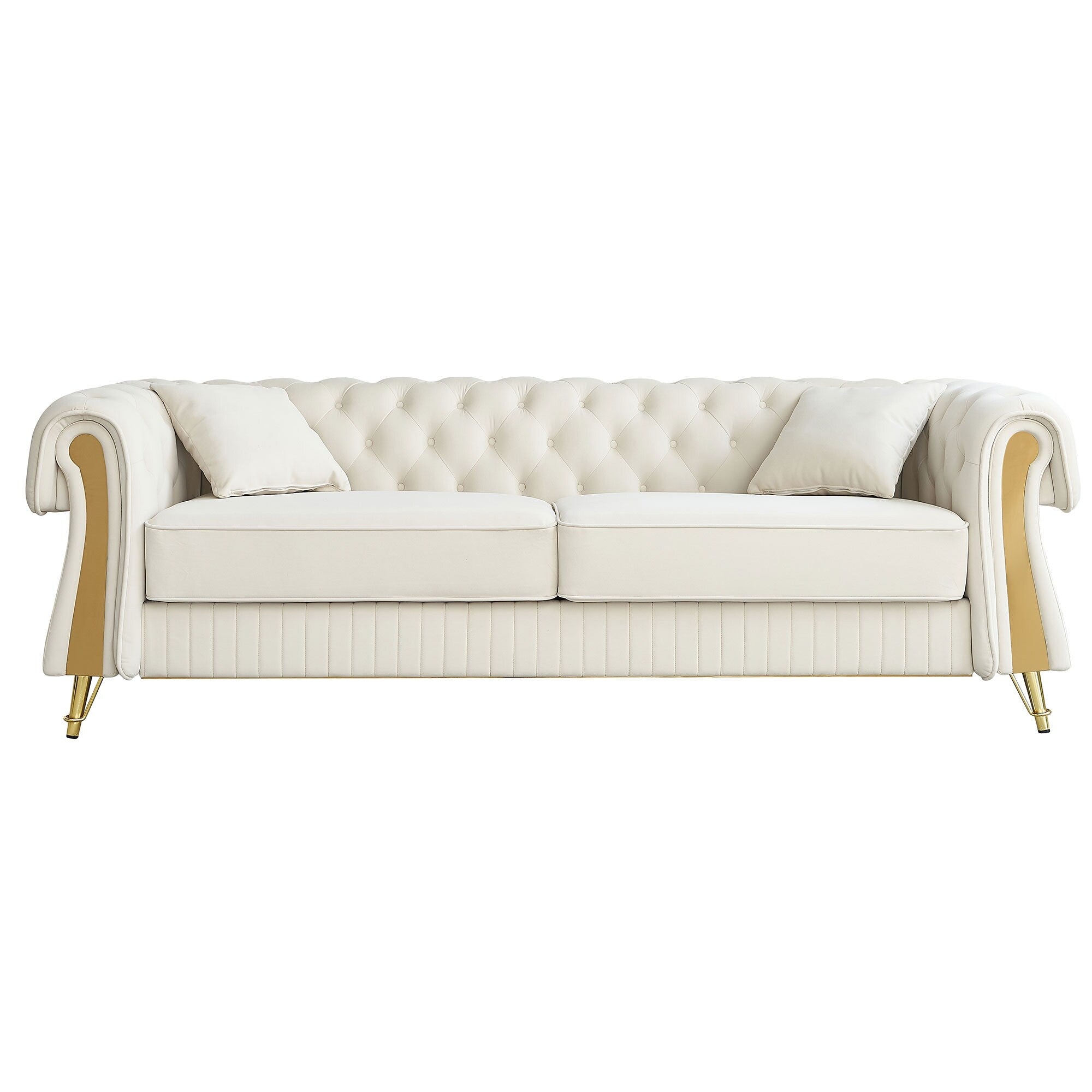 89 Velvet 3-Seater Sofa Sofa with Two Seat Cushions and Two Toss Pillows