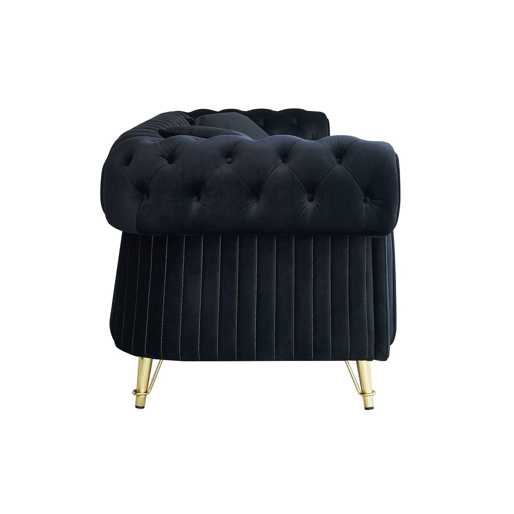 89 Velvet 3-Seater Sofa Sofa with Two Seat Cushions and Two Toss Pillows