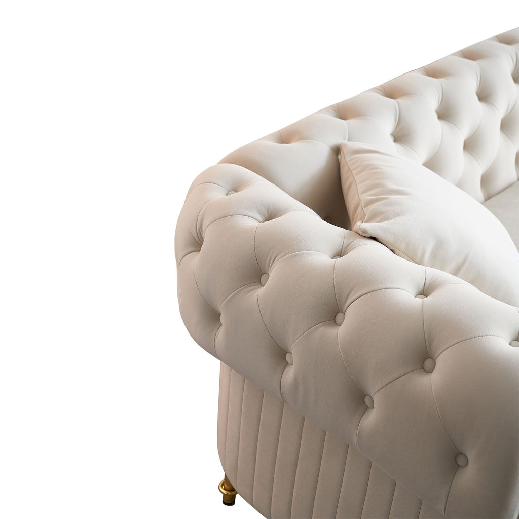 89 Velvet 3-Seater Sofa Sofa with Two Seat Cushions and Two Toss Pillows